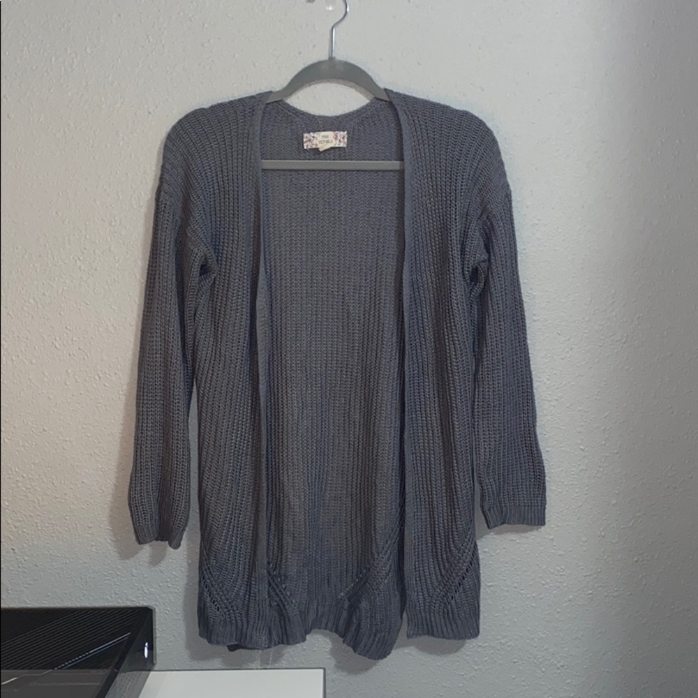 grey cardigan
